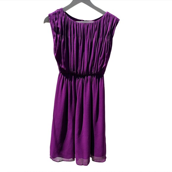 Alice + Olivia Silk Pleated Summer Mini Dress – Vibrant Purple (XS/S) - Picture 1 of 4